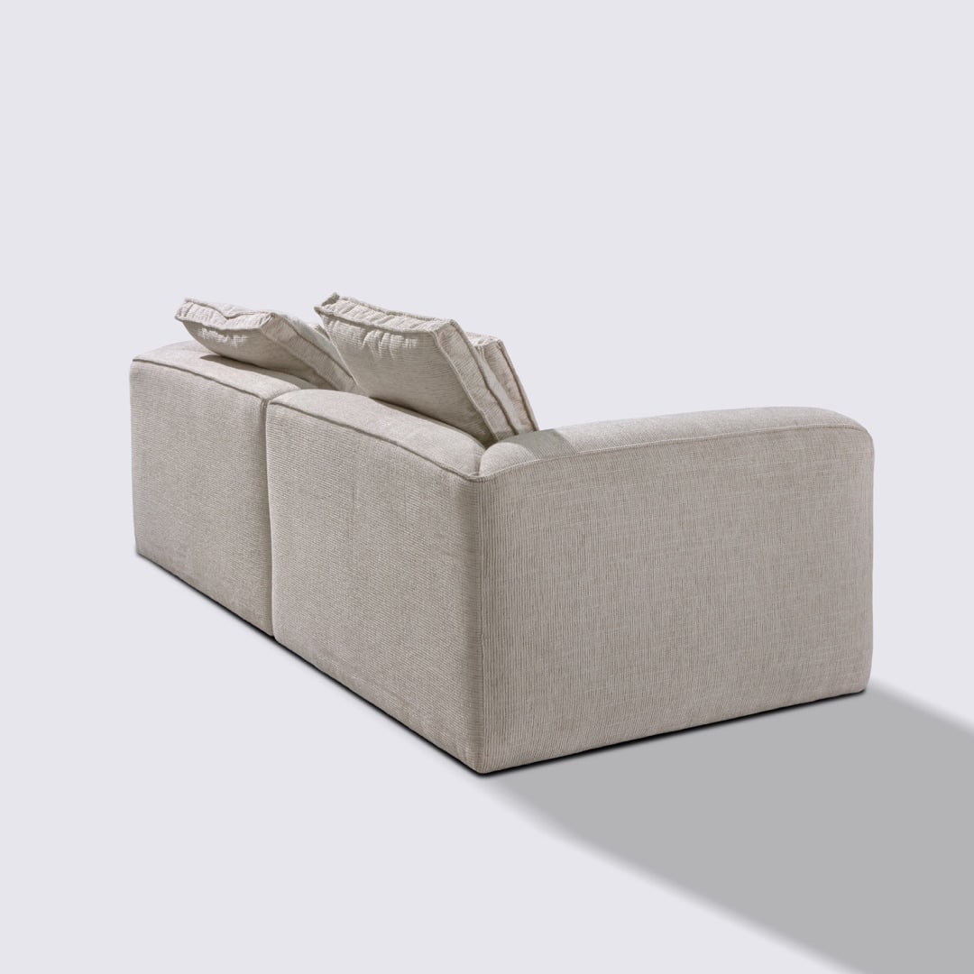 Canapé droit modulable 3 places en tissu linen beige– Marbellia