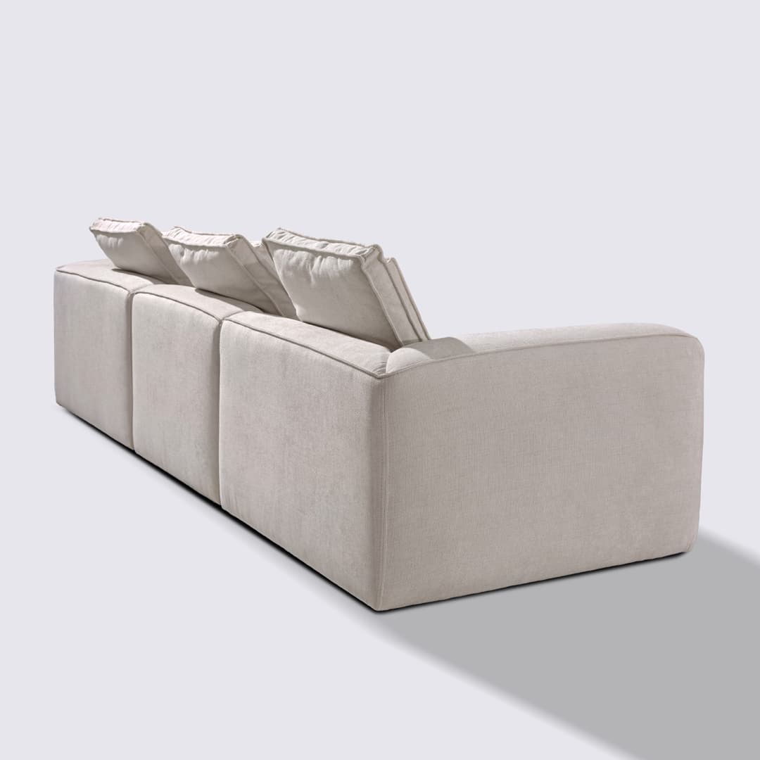 Canapé droit modulable 4 places en tissu crème – Marbellia