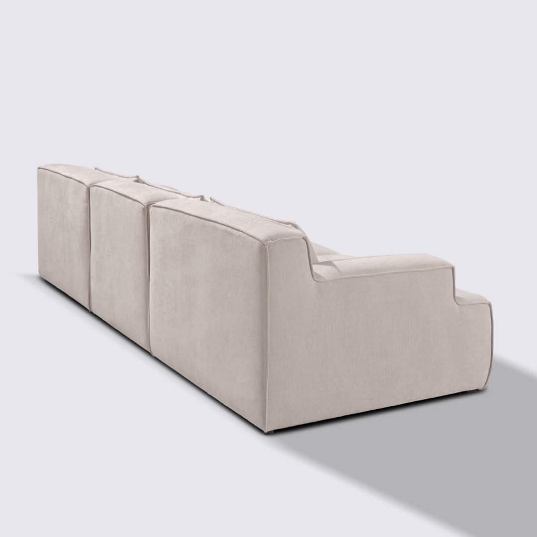 Canapé droit modulable 4 places en tissu crème – Lorenzo