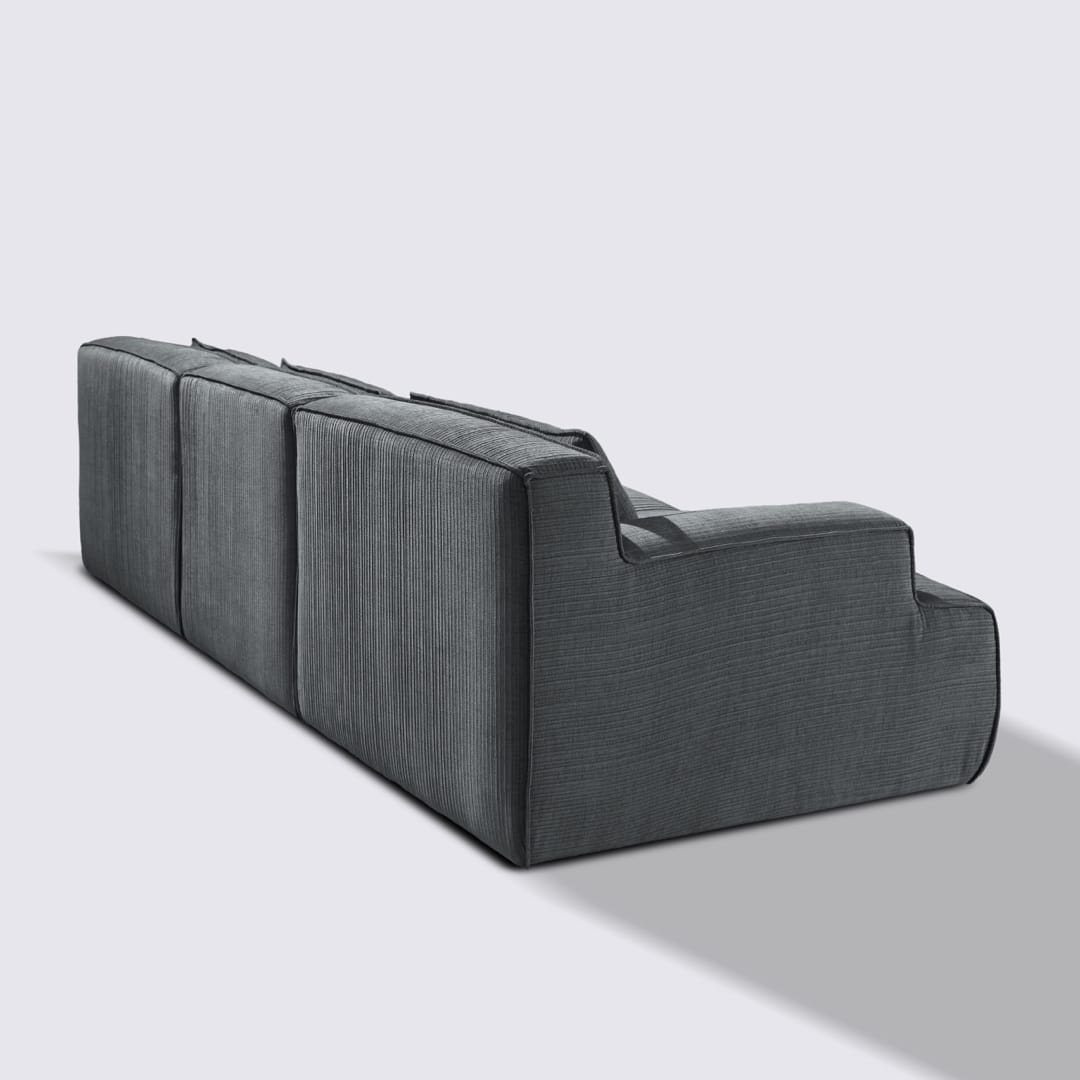 Canapé droit modulable 4 places en velours côtelé gris foncé – Lorenzo