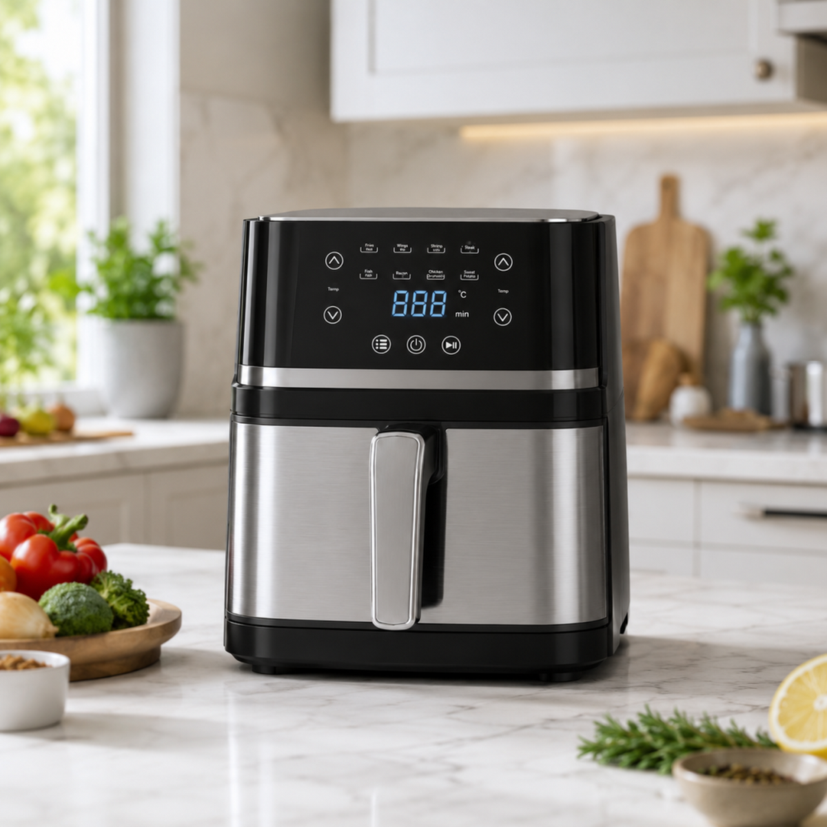 Friteuse à air chaud 6,5 L 1350 W - Fonction Vapeur - Argent