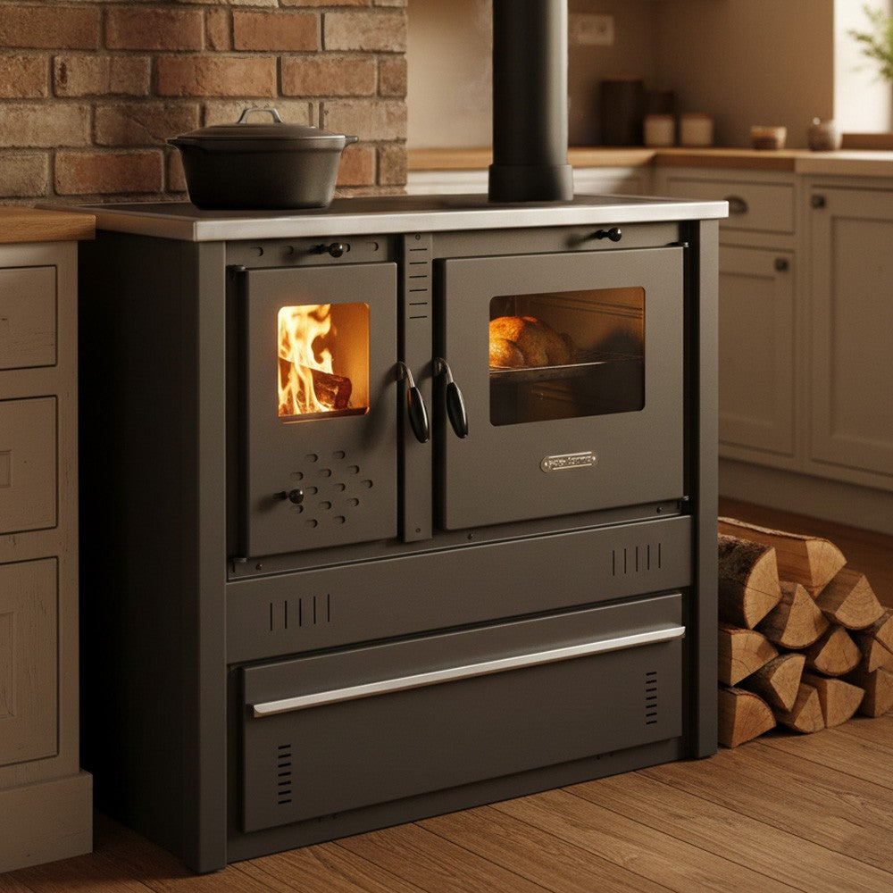 Cuisinière à bois A+ 10 kW poêle à bois avec four Evacuation Droite Ø120 mm
