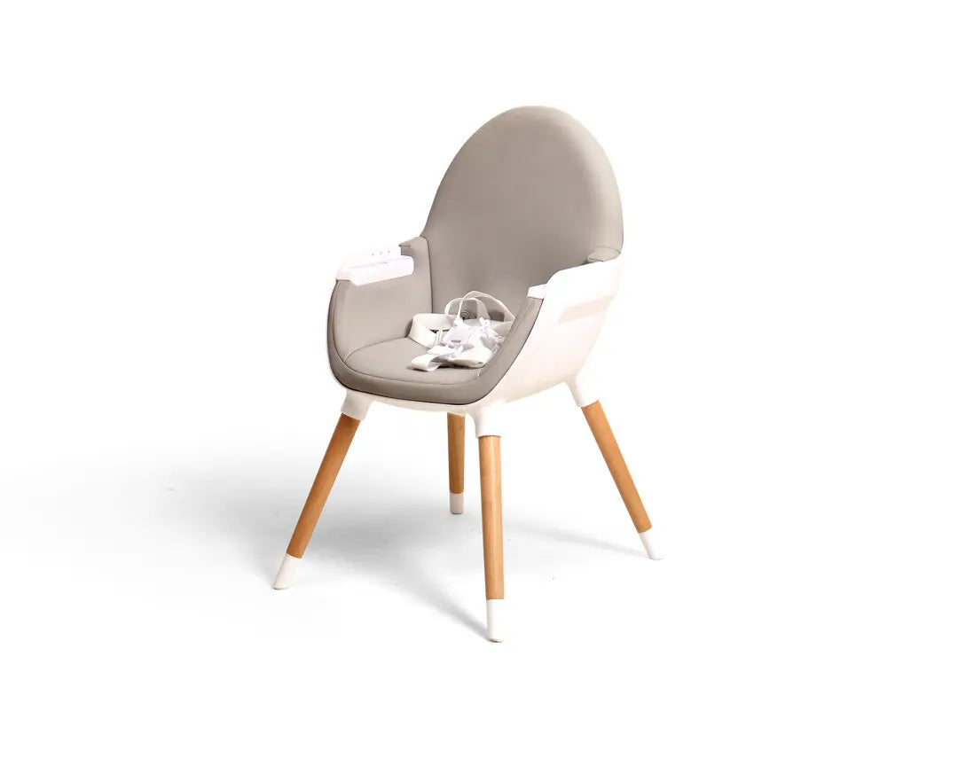 Chaise haute bébé évolutive Blanc et Gris 2 positions