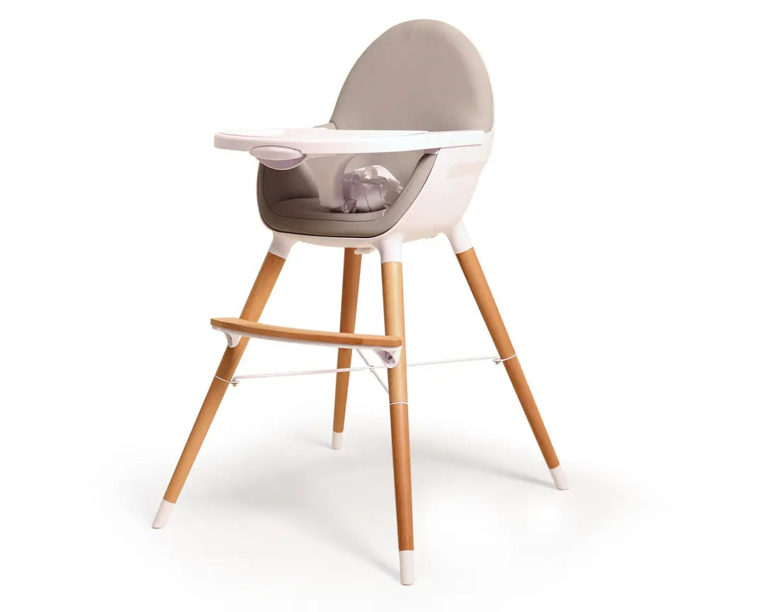 Chaise haute bébé évolutive Blanc et Gris 2 positions