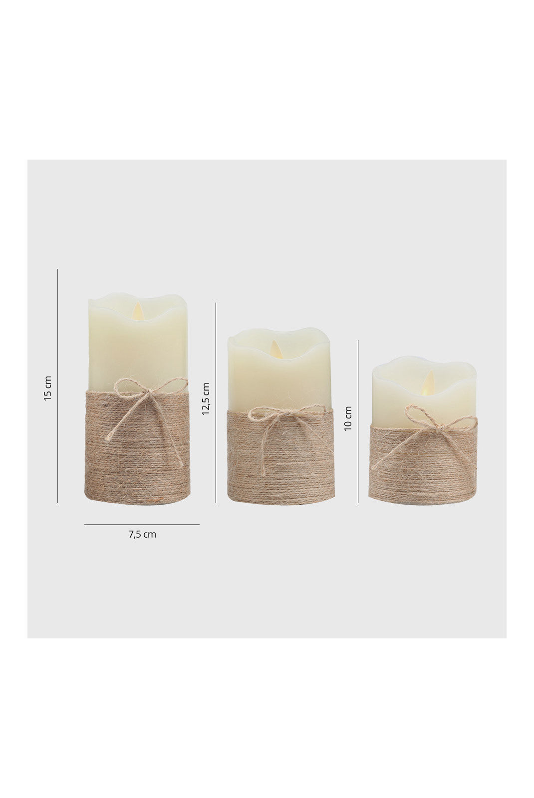 Coffret de 3 bougies en cire à LED avec télécommande