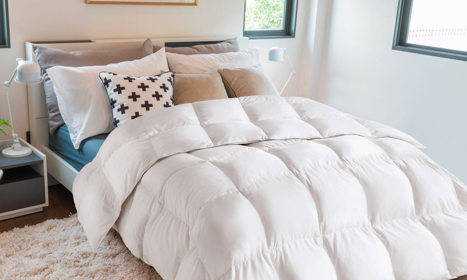Couette extra chaude blanche plumes d'oie 200x200cm - anti acariens 500 g/m2