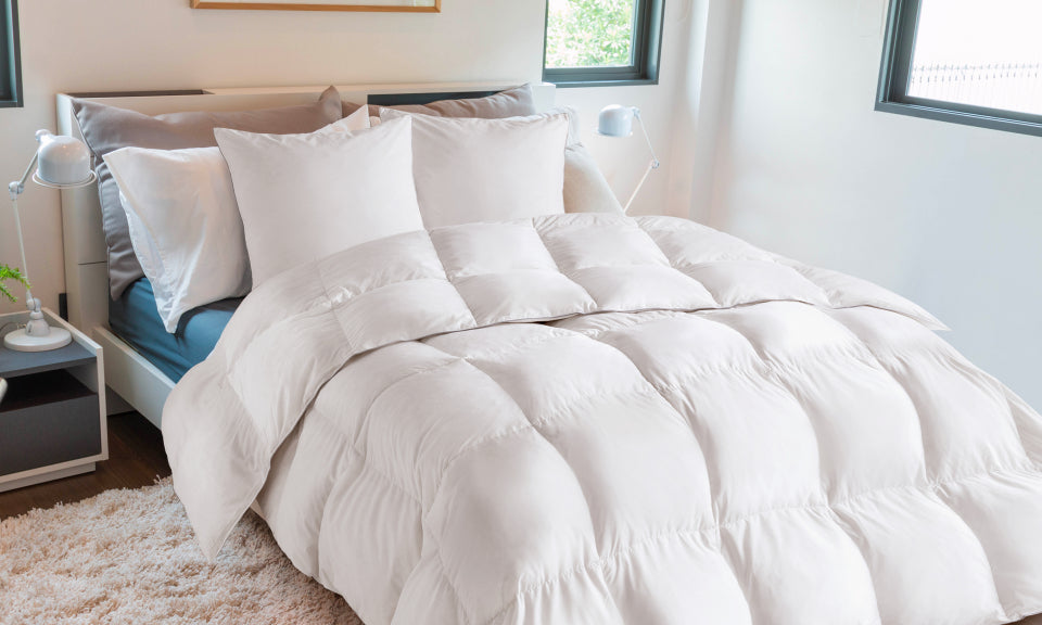 Couette extra chaude blanche plumes d'oie 200x200cm - anti acariens 500 g/m2