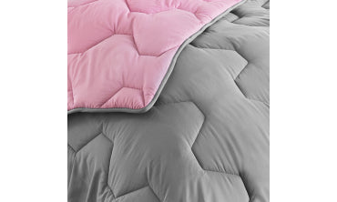 Couette 300GSM bicolore rose et gris + 2 oreillers - 200x200cm