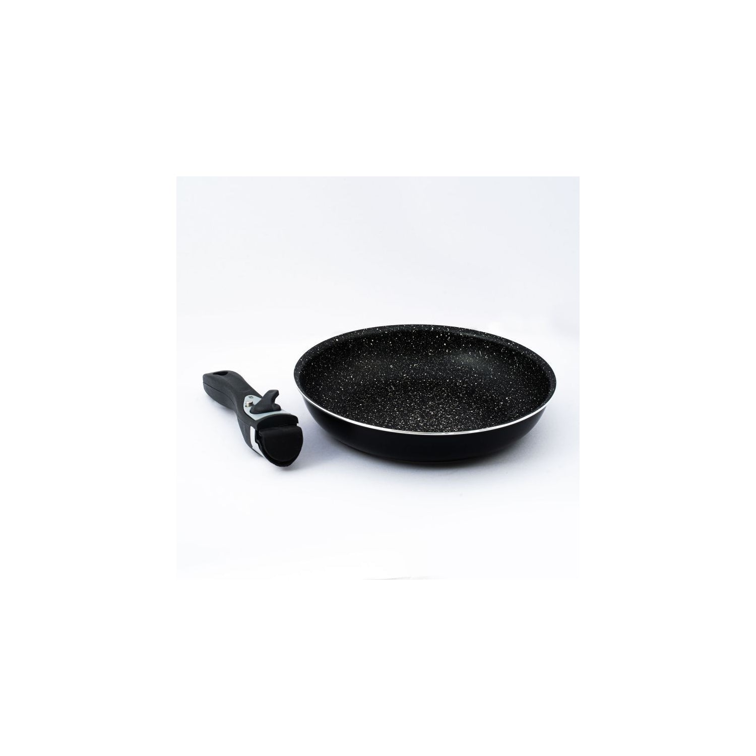 Batterie de cuisine revêtement pierre avec manche amovible 10 pièces Herzberg - Noir