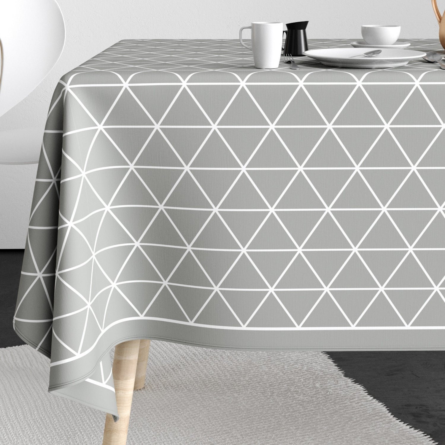 Nappe rectangulaire anti tache - 140x250 cm - Coton Trina