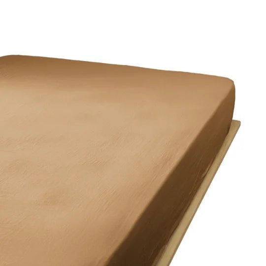 Drap housse en Gaze de coton Camel