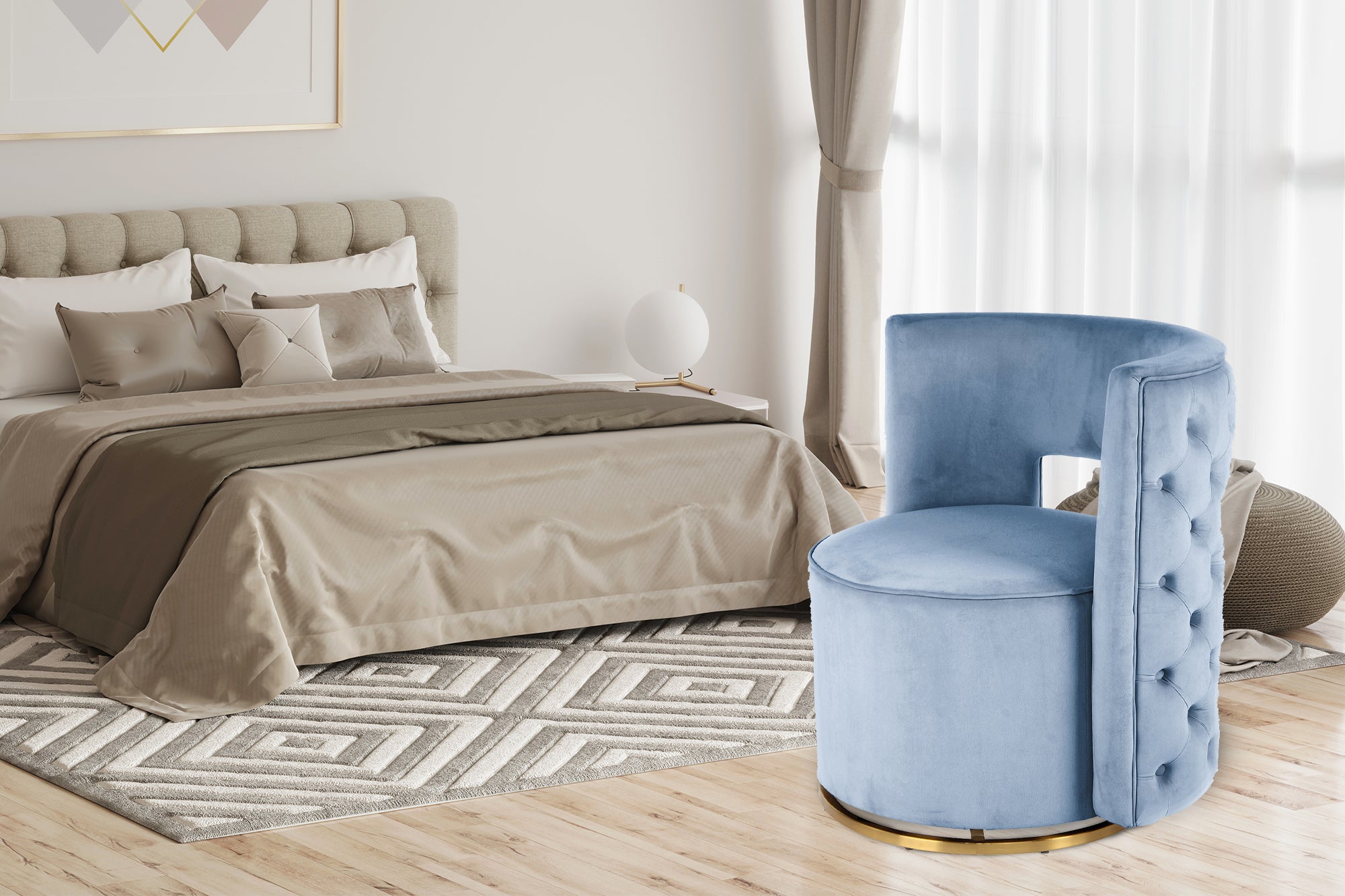 Fauteuil bleu / doré - Beverly