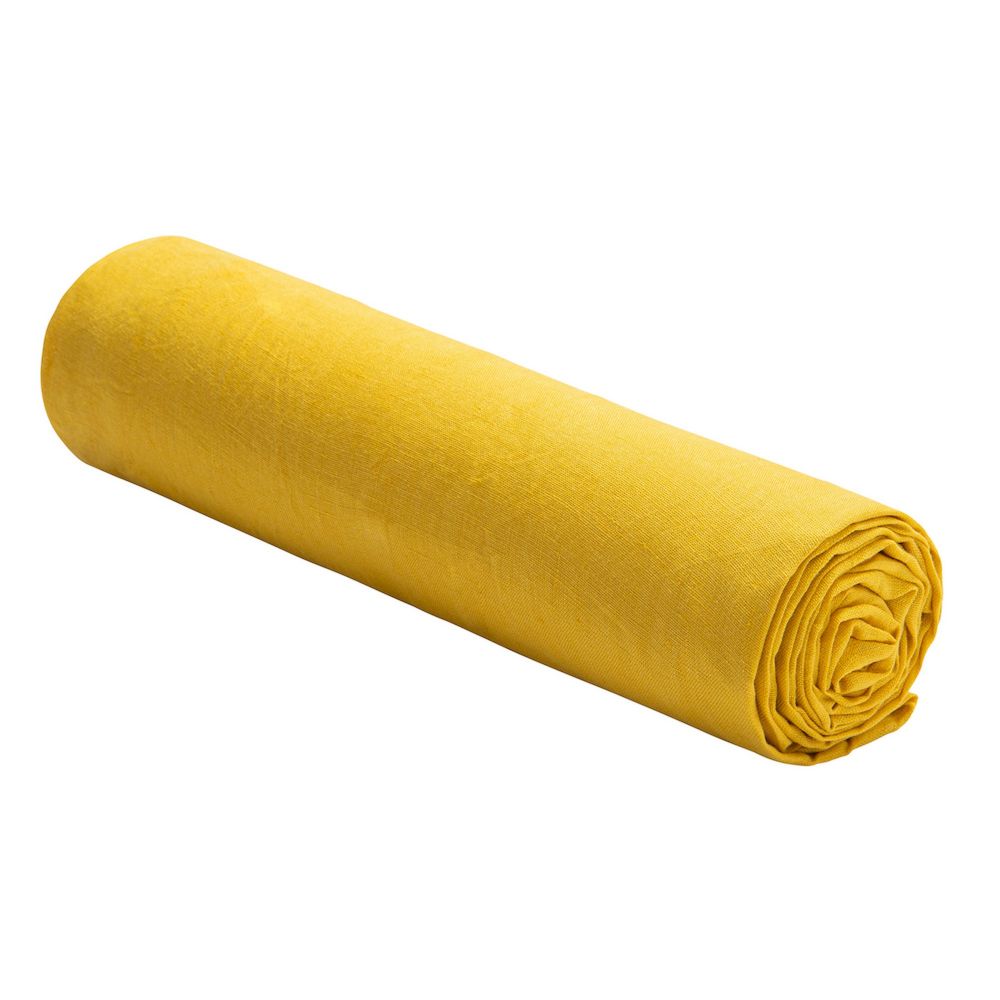 Drap housse 100% Lin Lavé : Couleur - Jaune