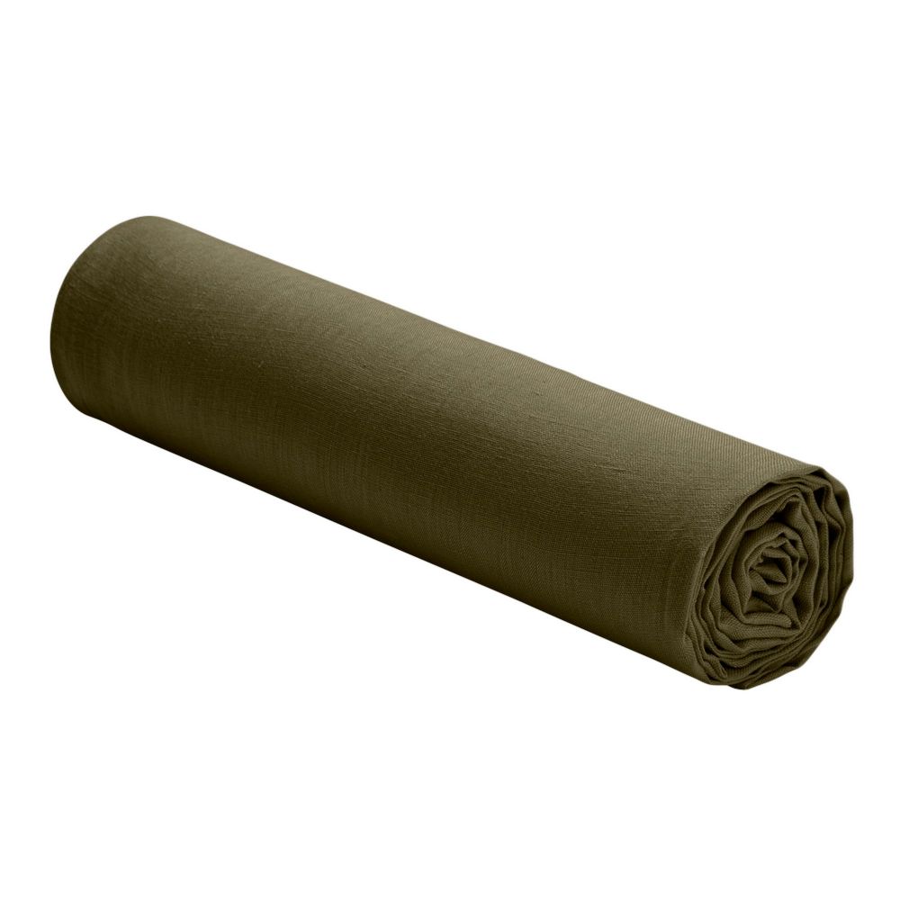 Drap housse 100% Lin Lavé : Couleur - Olive