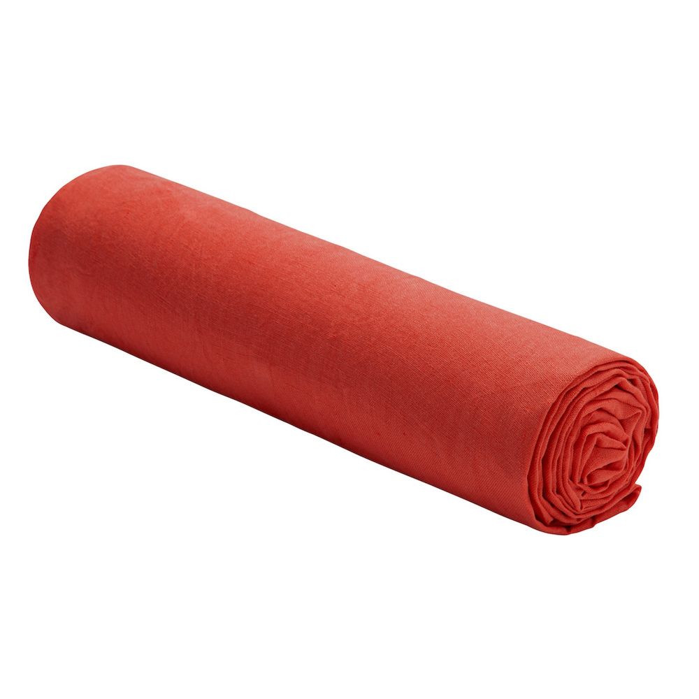 Drap housse 100% Lin Lavé : Couleur - Rouge