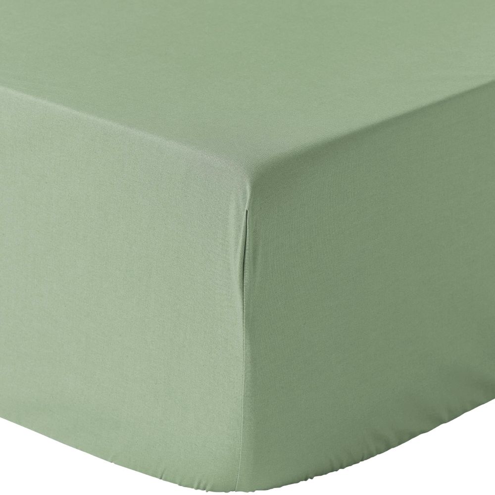 Drap housse 100% Percale de Coton 80 fils Sauge