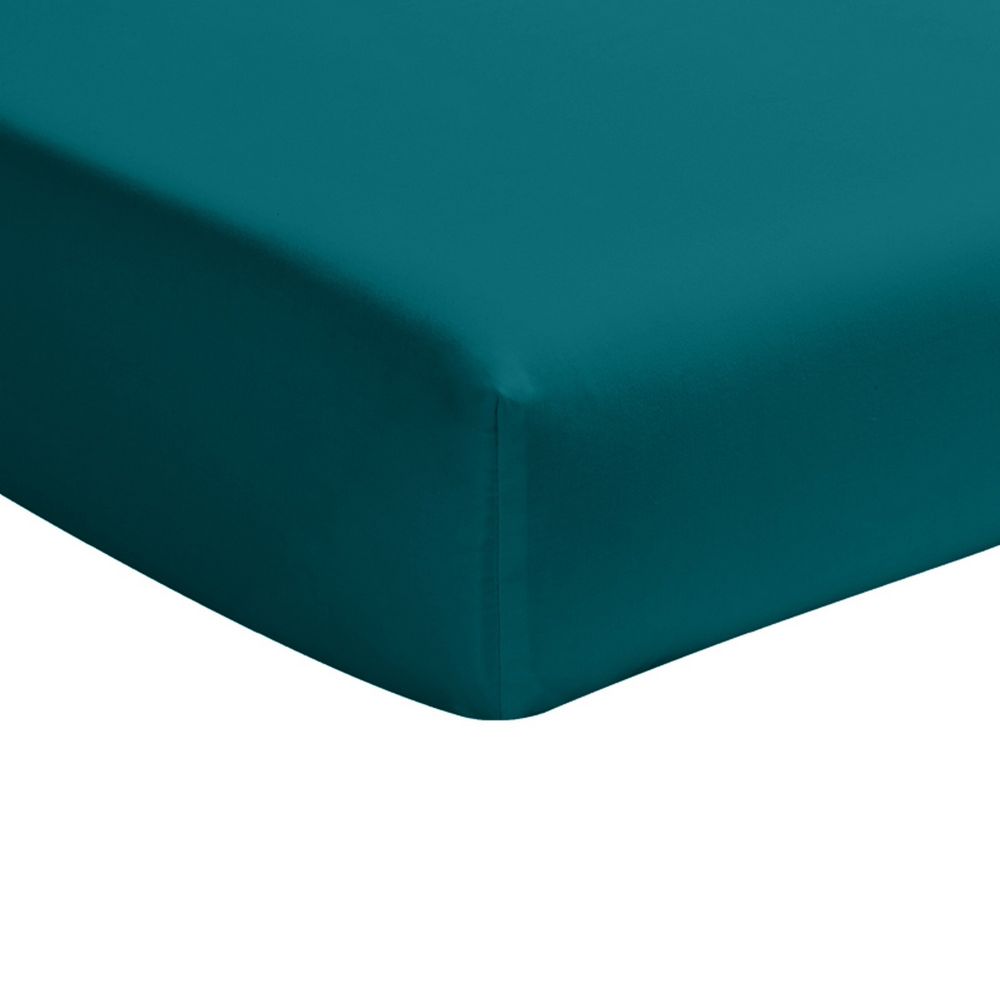 Drap housse Percale de Coton Bleu Canard