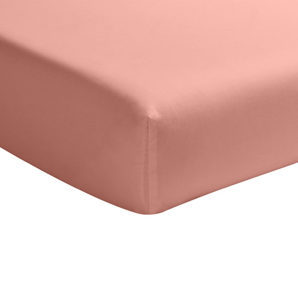 Drap housse Percale de Coton Rose Poudré