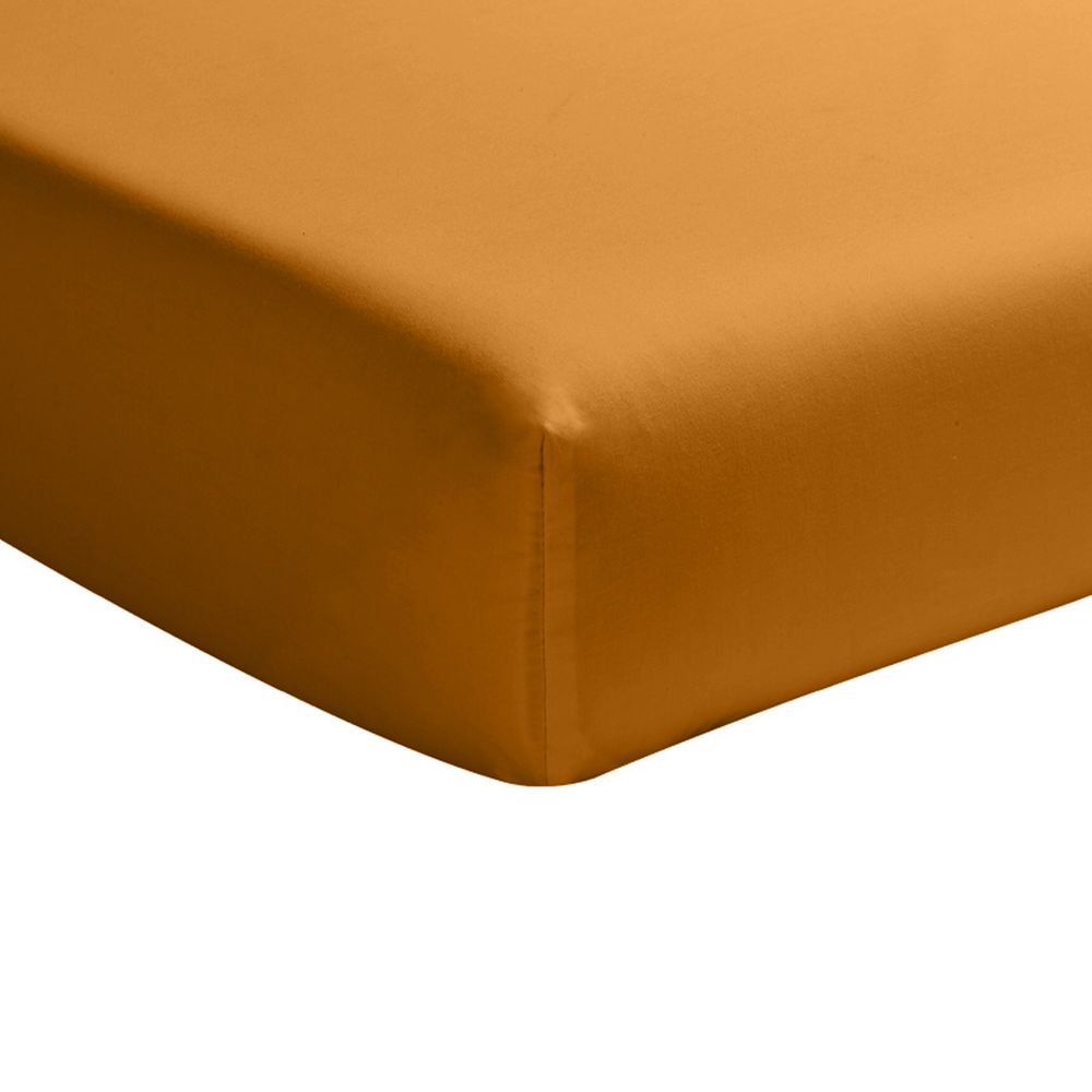 Drap housse Percale de Coton Safran