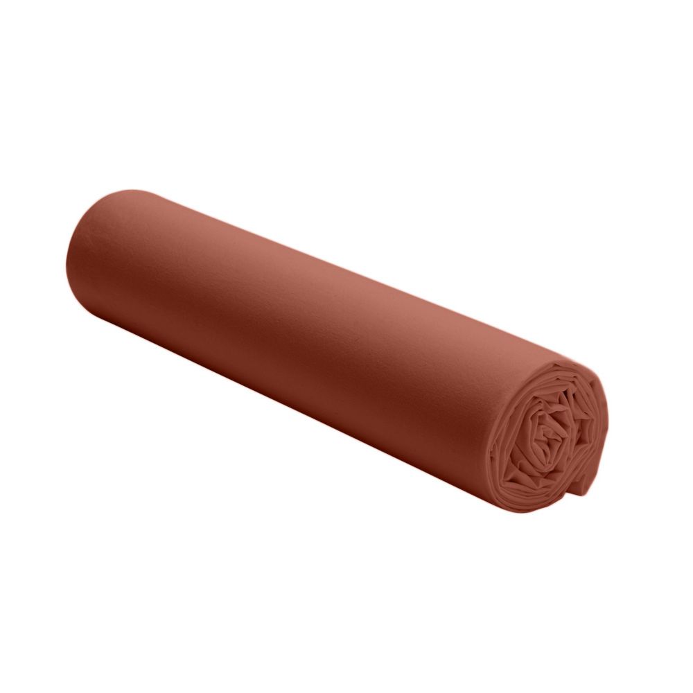 Drap housse 100% Percale de Coton 80 fils Terracotta