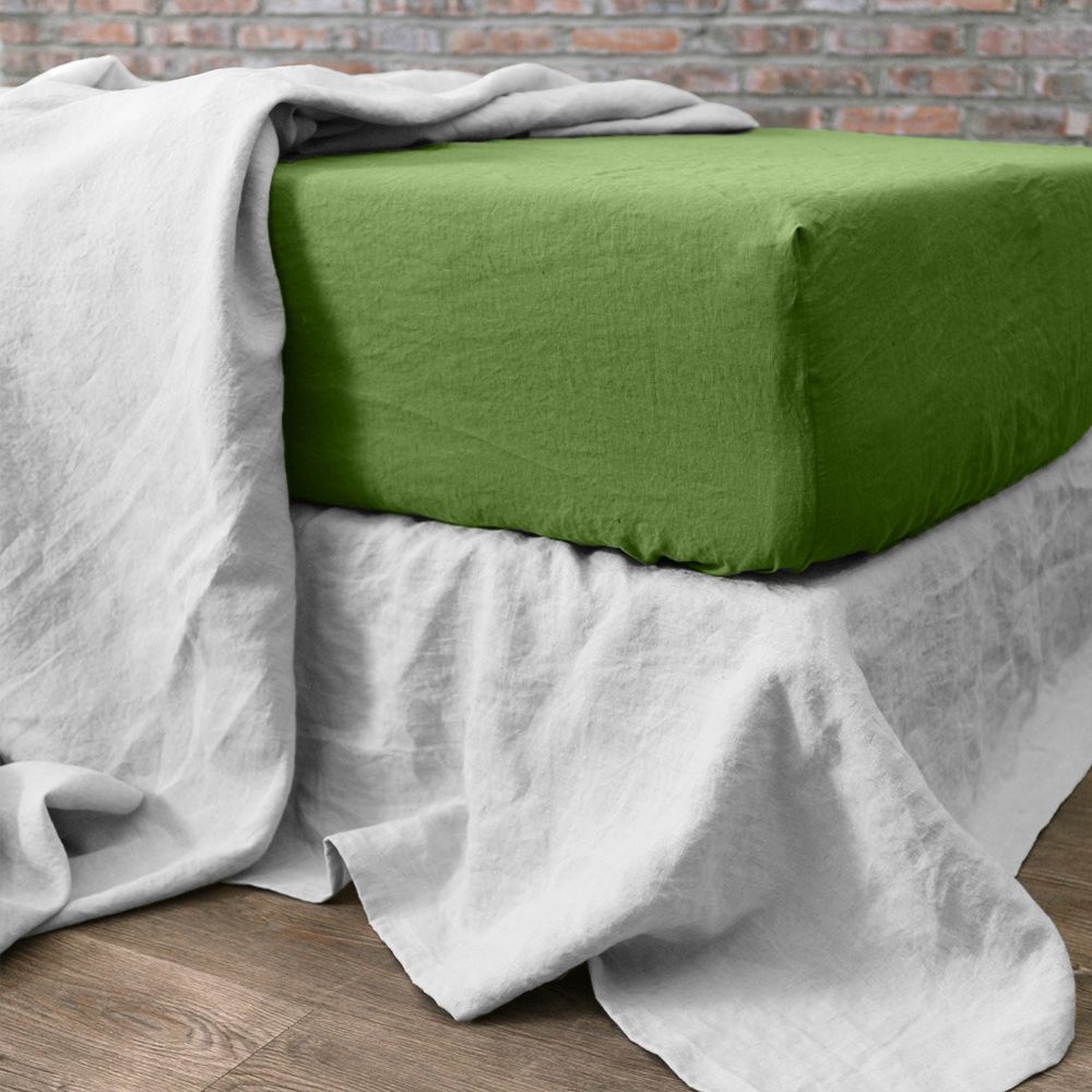 Drap housse en lin Français - lin lavé Kiwi