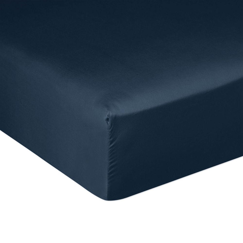 Drap housse Satin de Coton Bleu