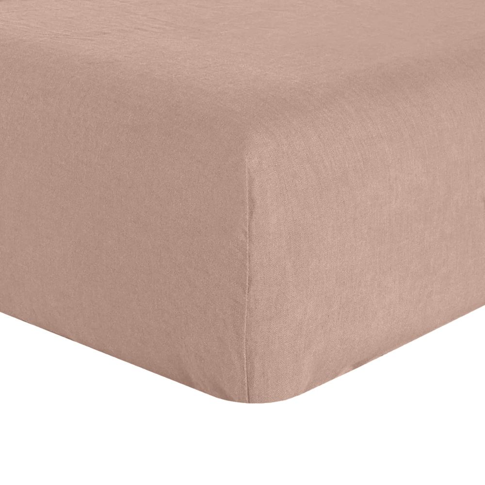 Drap housse en lin Français - lin lavé Nougat