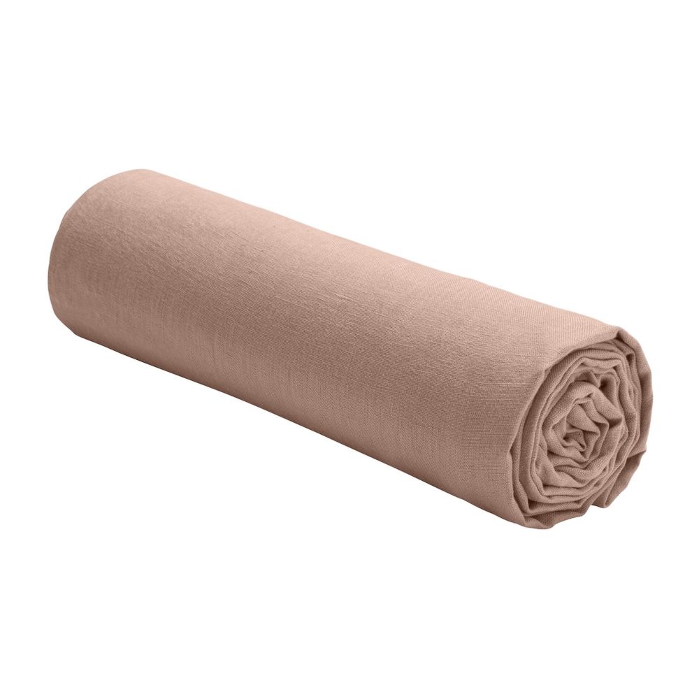 Drap housse en lin Français - lin lavé Nougat