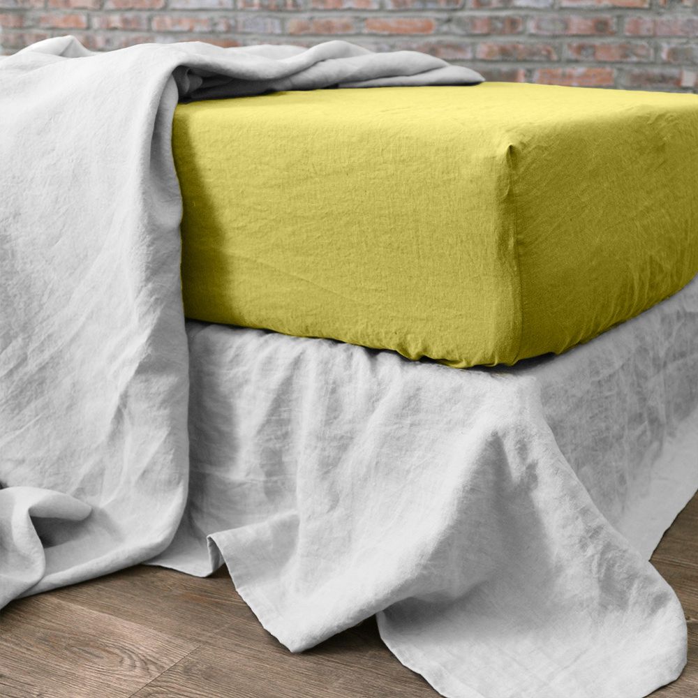 Drap housse en lin Français – lin lavé Poire