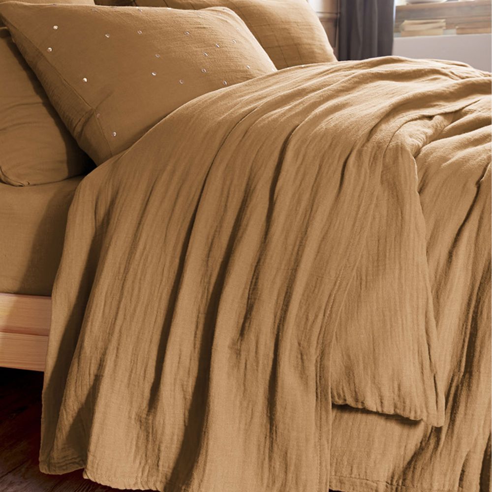 Drap plat Gaze de coton Camel