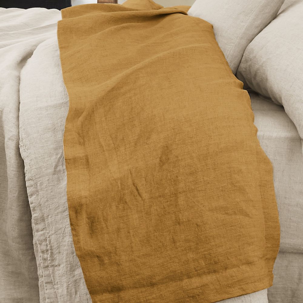 Drap plat Lin Français Caramel