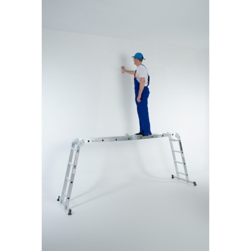 Echelle multifonction pliable 4 x 4 marches - hauteur 4.6 m + plateformes