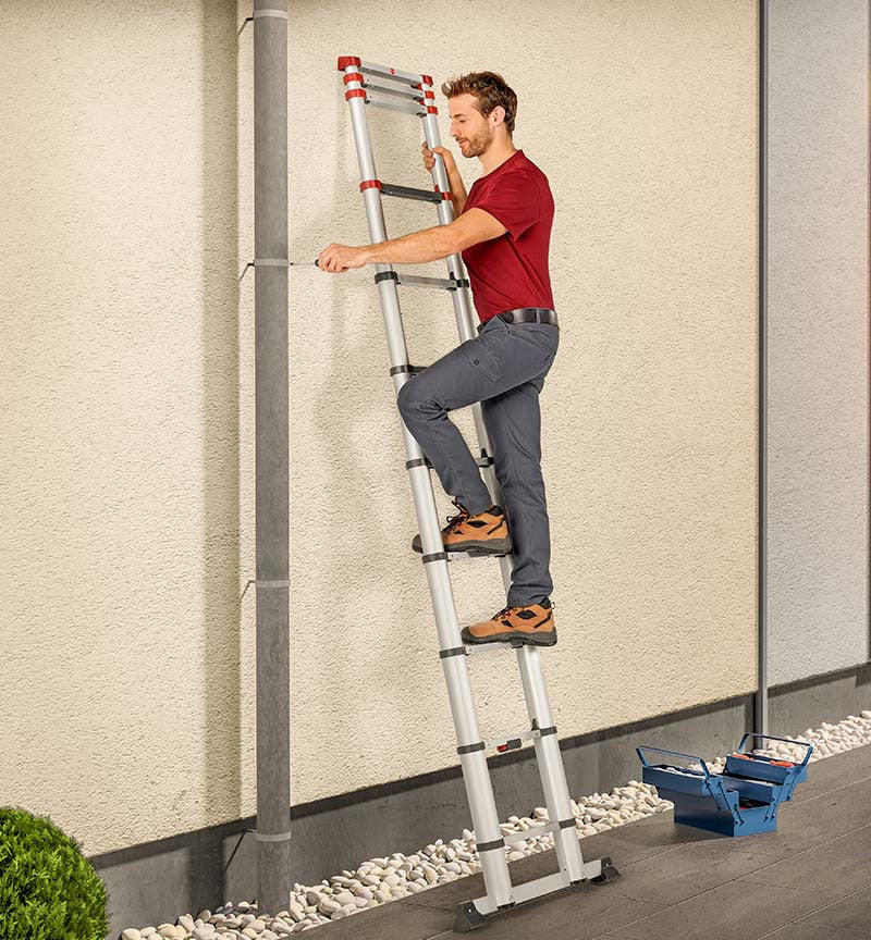 Echelle télescopique pliable 11 échelons 3m20 en aluminium Flexline