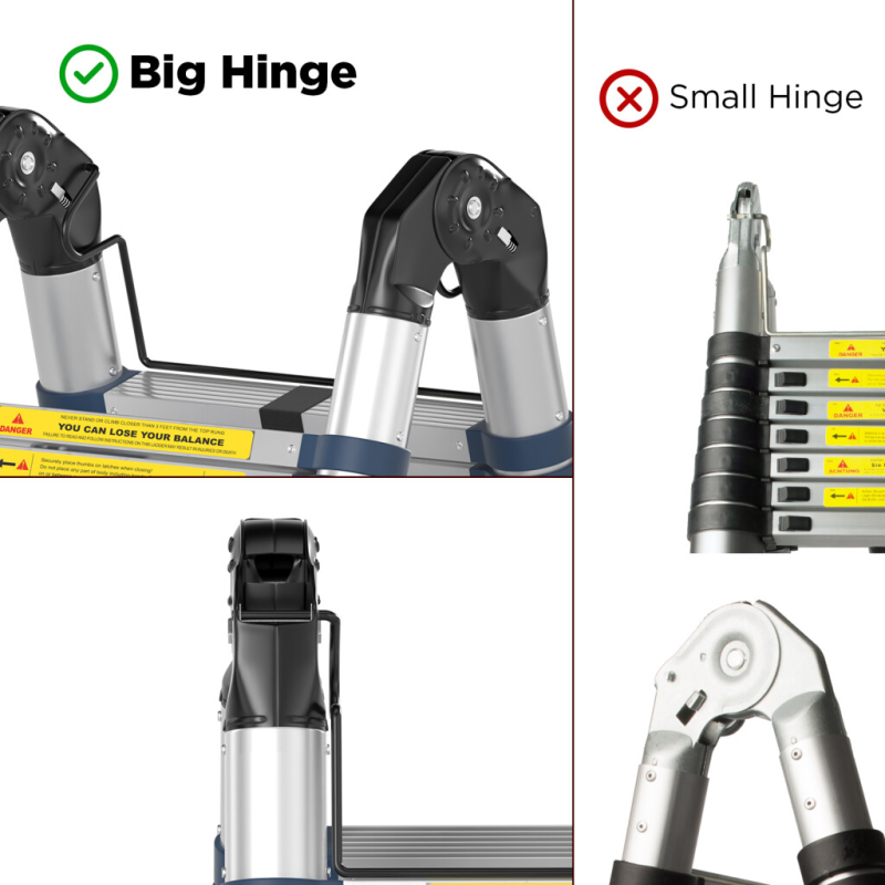 Escabeau télescopique PRO en aluminium - 2 x 9 échelons - 5,6 m + 1 stabilisateur