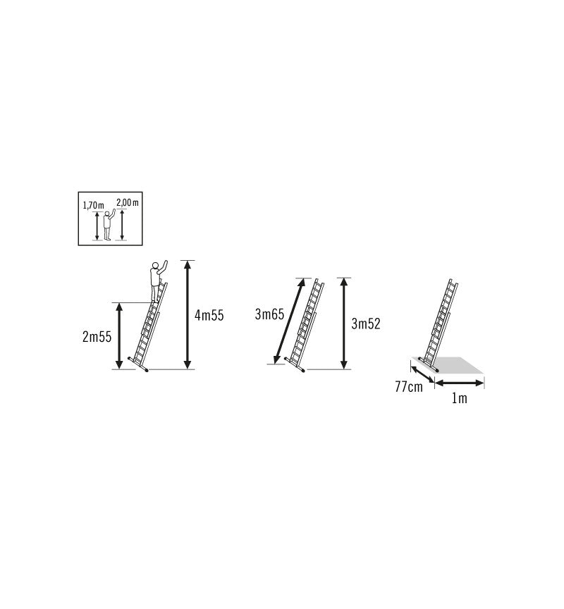 Echelle transformable 2 plans 2x8 échelons 4,5m en aluminium HobbyStep