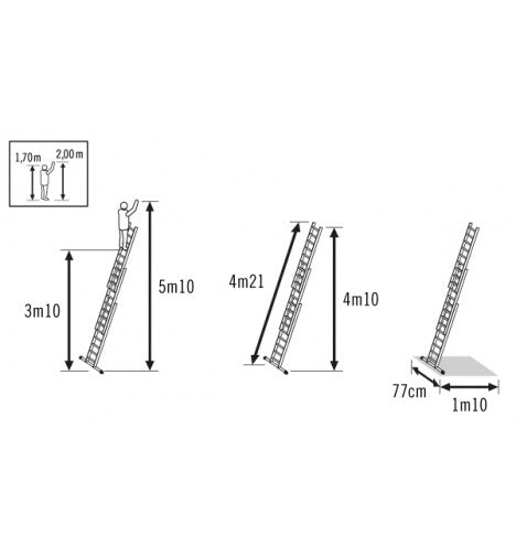 Echelle transformable 3 plans 3x7 échelons 5m10 en aluminium HobbyStep