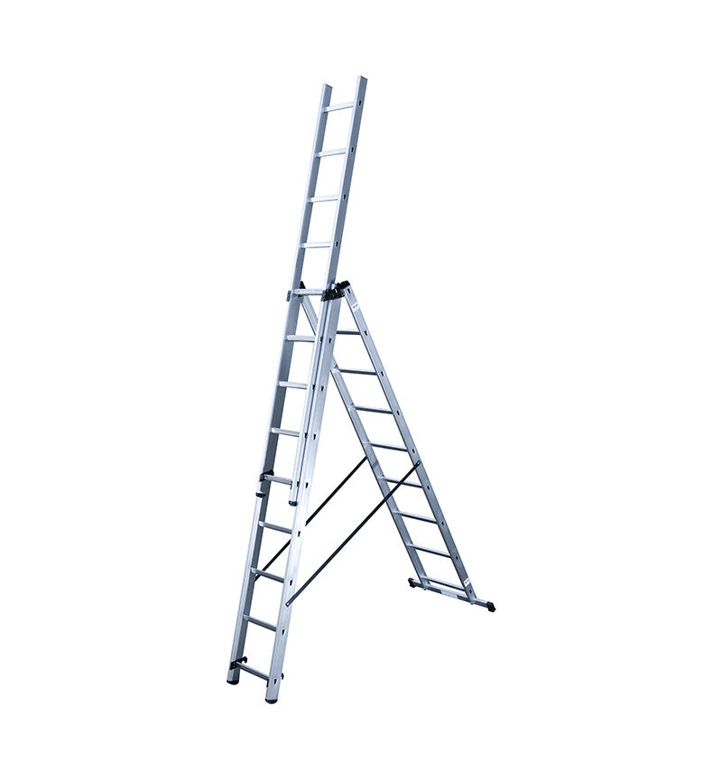 Echelle transformable 3 plans 3x9 échelons 6m70 en aluminium HobbyStep