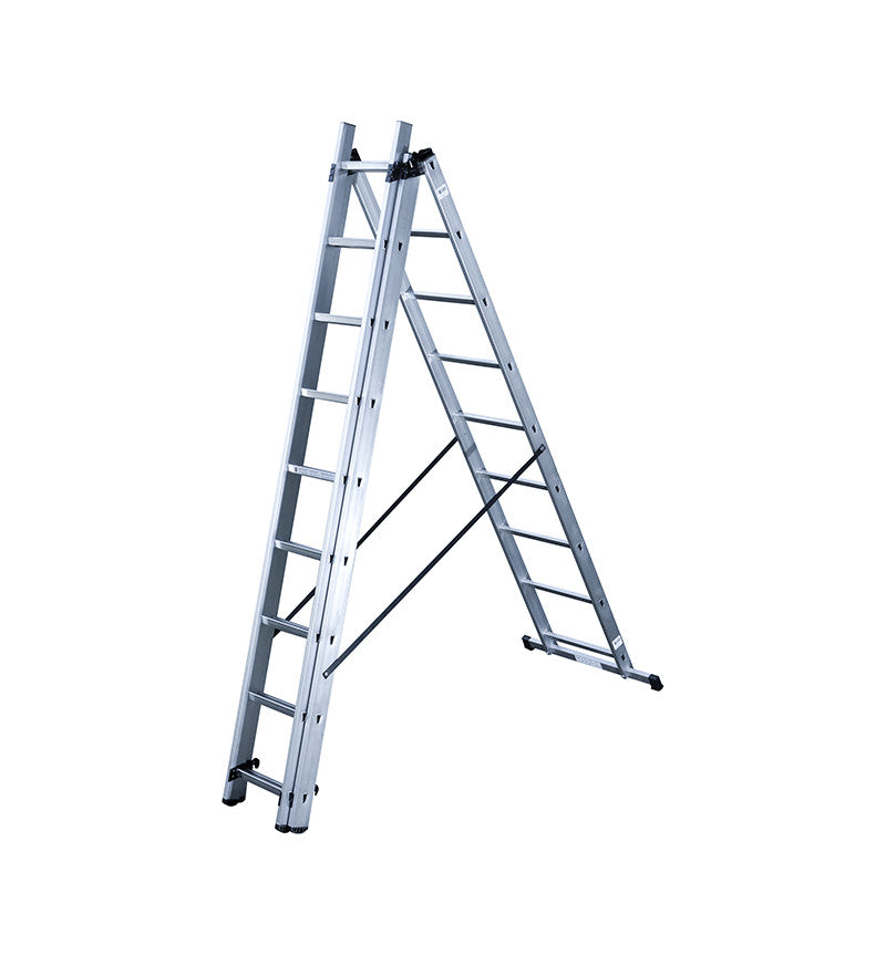 Echelle transformable 3 plans 3x9 échelons 6m70 en aluminium HobbyStep