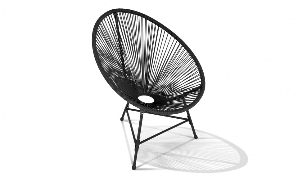 Salon de jardin filaire Ibiza 2 fauteuils et 1 table noir