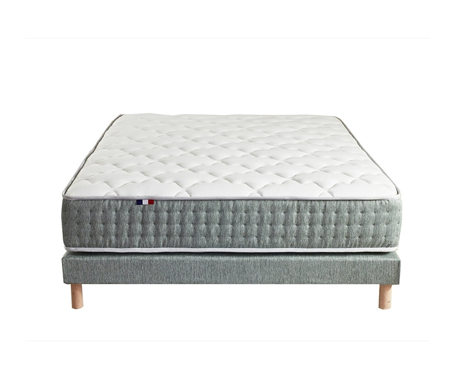 Ensemble 160x200 cm + matelas 26 cm Ressort 7 zones Face Hiver/Eté différente HYGGE Fabriqué en France