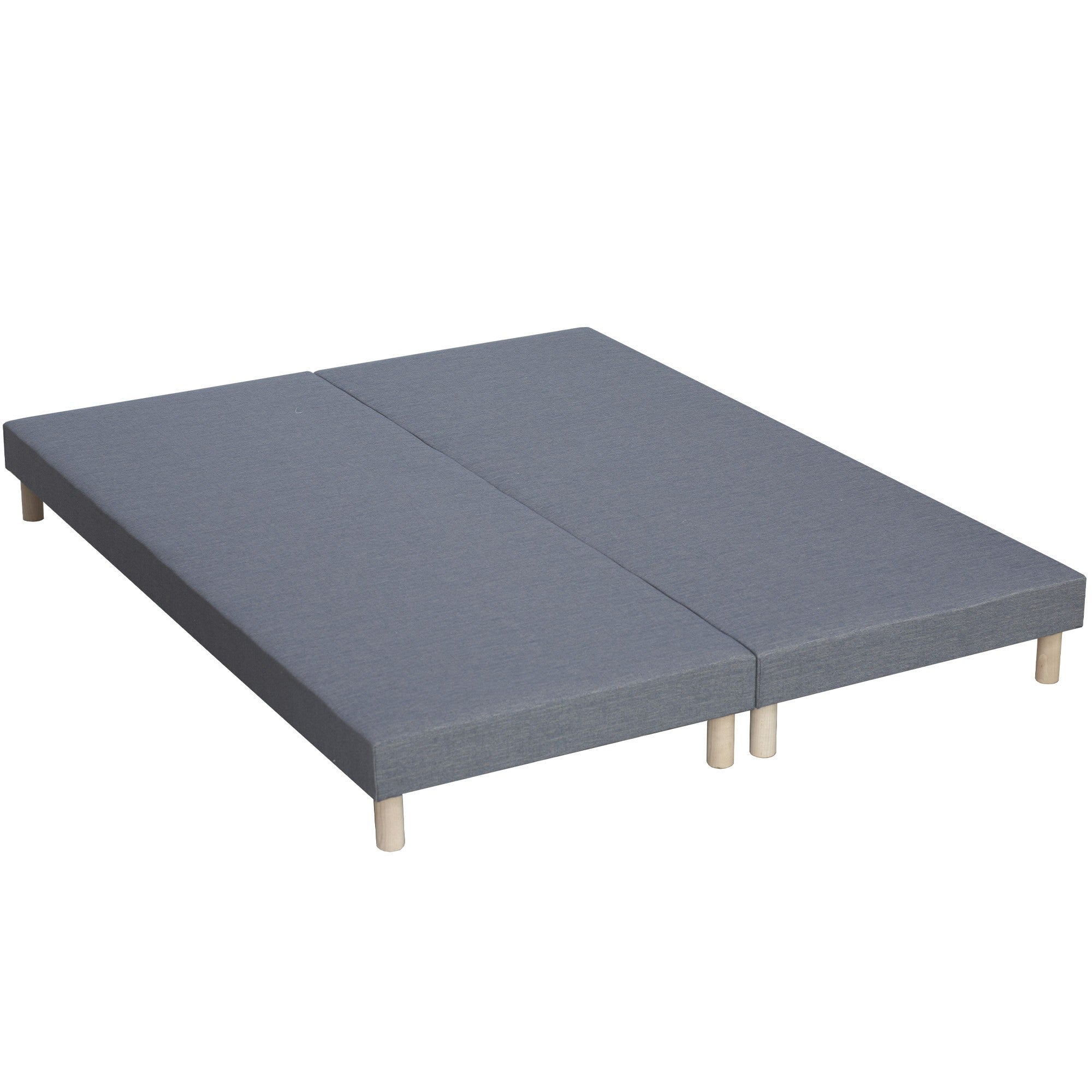 Pack matelas 30 cm 7 zones sommier bleu couette oreillers 160x200 cm