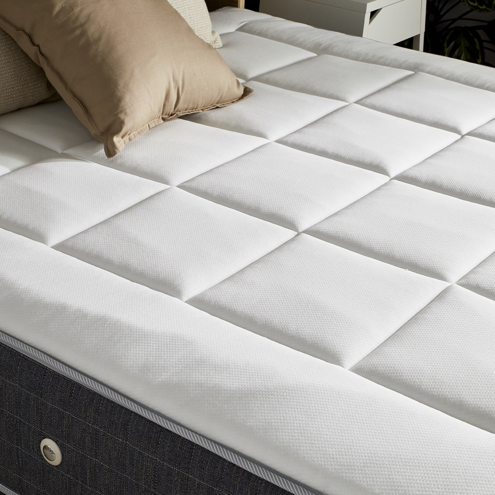 Pack matelas 30 cm 7 zones sommier bleu couette oreillers 160x200 cm