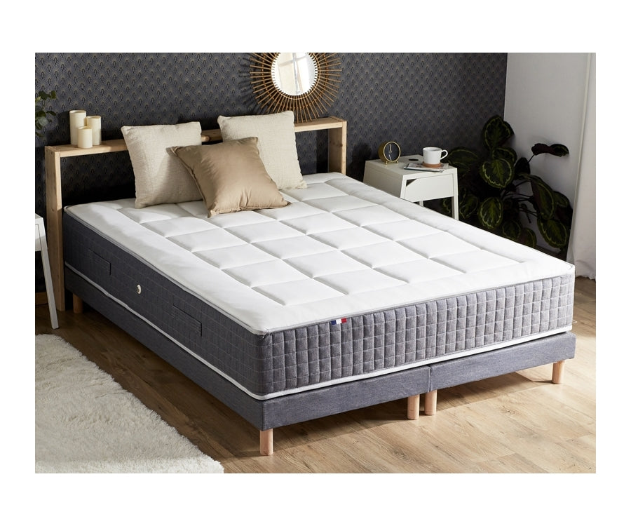 Ensemble 180X200 Matelas Ressort 30 cm 7 zones + Mémoire de forme + Sommier KING STYLE Fabriqué en France