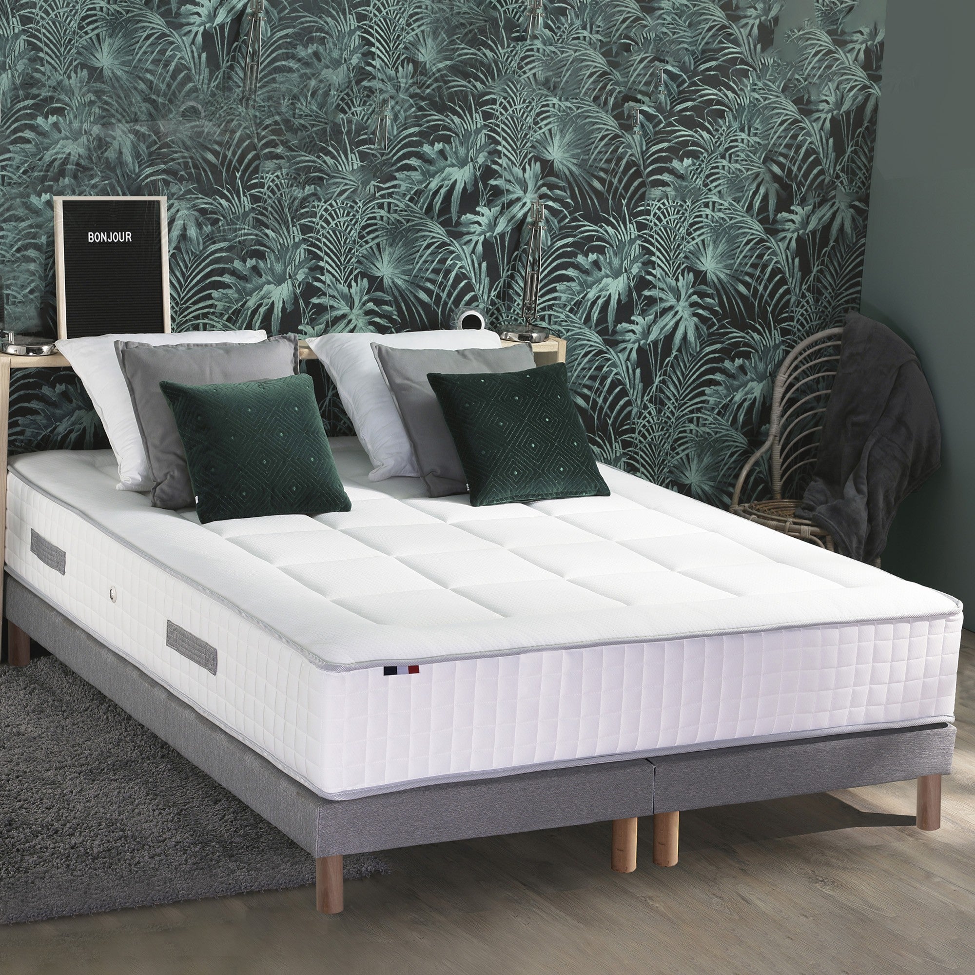 Ensemble matelas 30cm 180x200 cm Ressorts 7 zones + sommier FABRICATION FRANCAISE