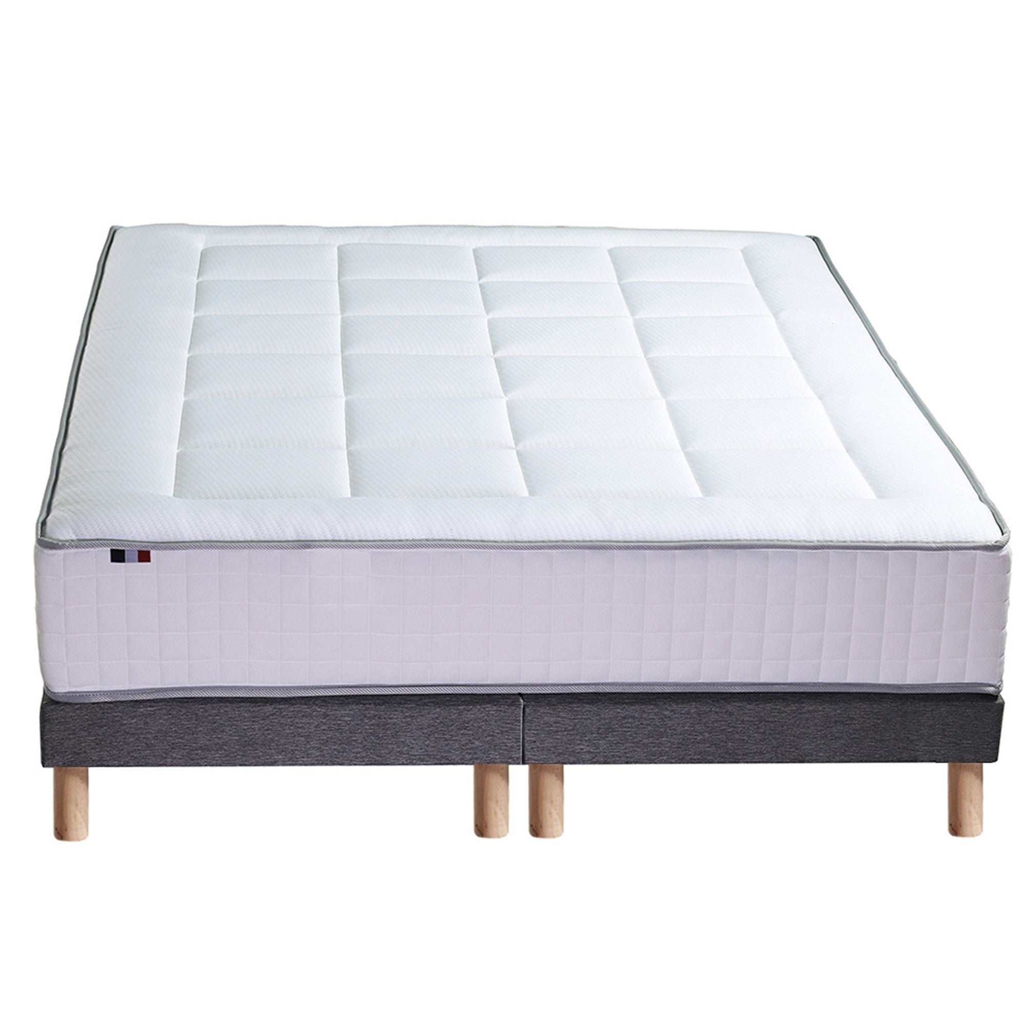 Ensemble matelas 30cm 180x200 cm Ressorts 7 zones + sommier FABRICATION FRANCAISE
