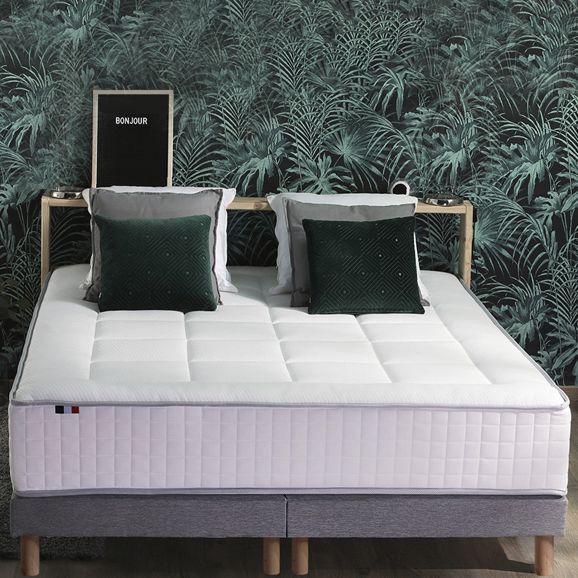 Ensemble 160x200 cm matelas 30 cm Ressorts 7 zones + sommier FABRICATION FRANCAISE
