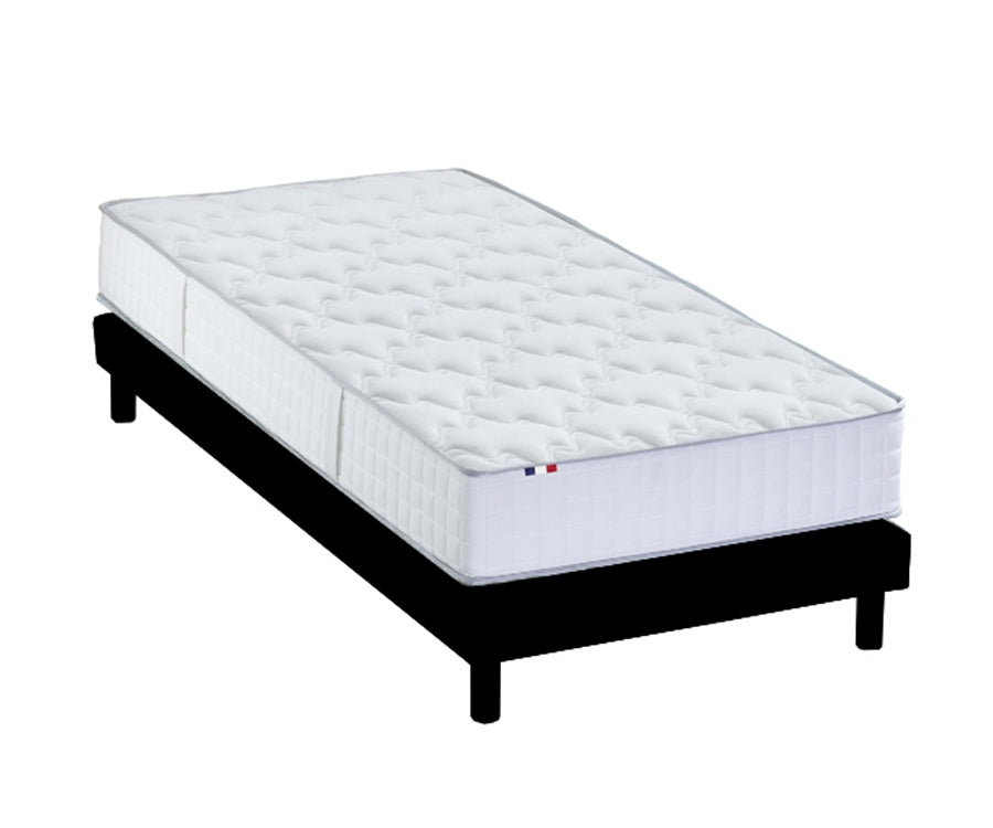 Pack matelas 24 cm sommier anthracite couette oreiller 90x200 cm