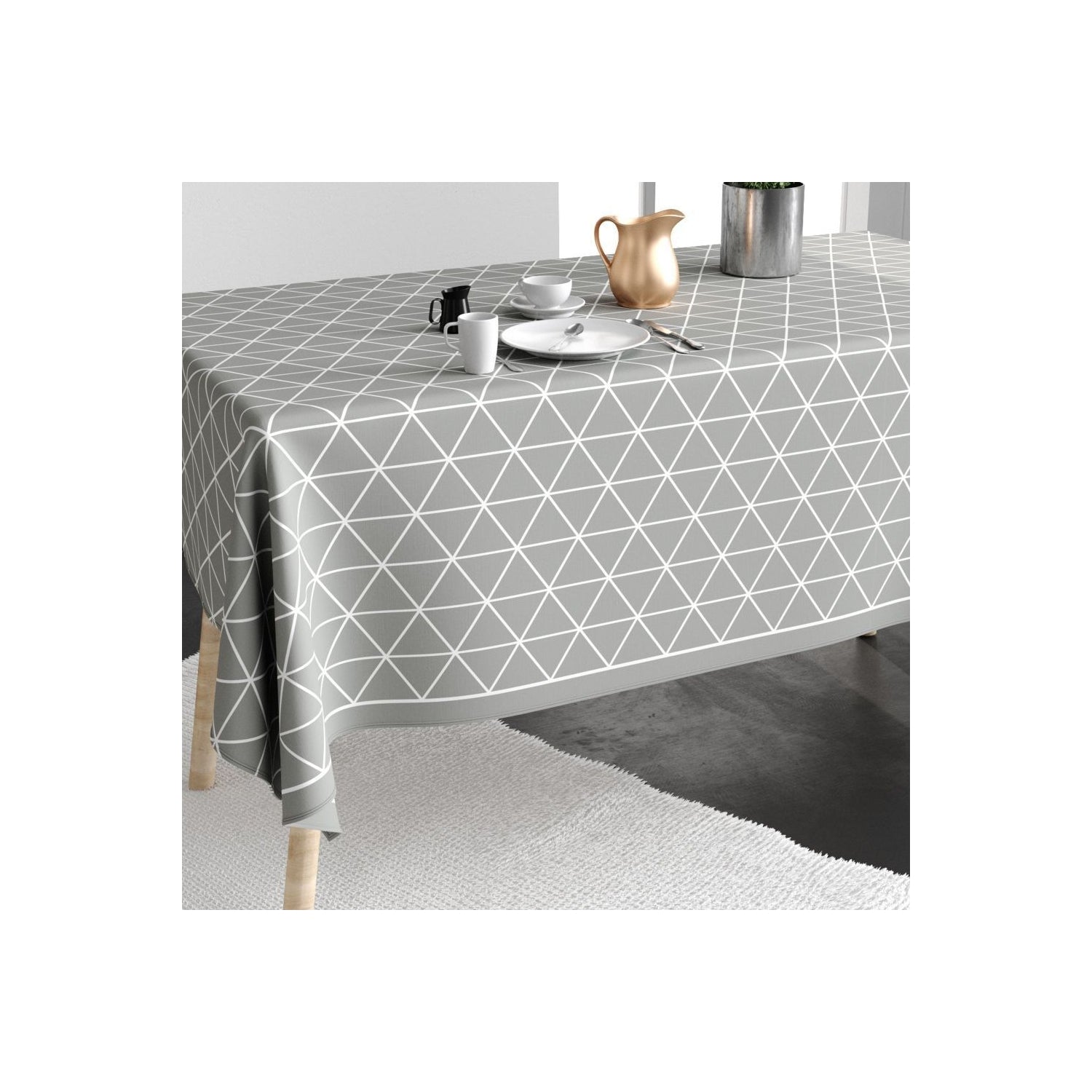 Nappe rectangulaire anti tache - 140x250 cm - Coton Trina