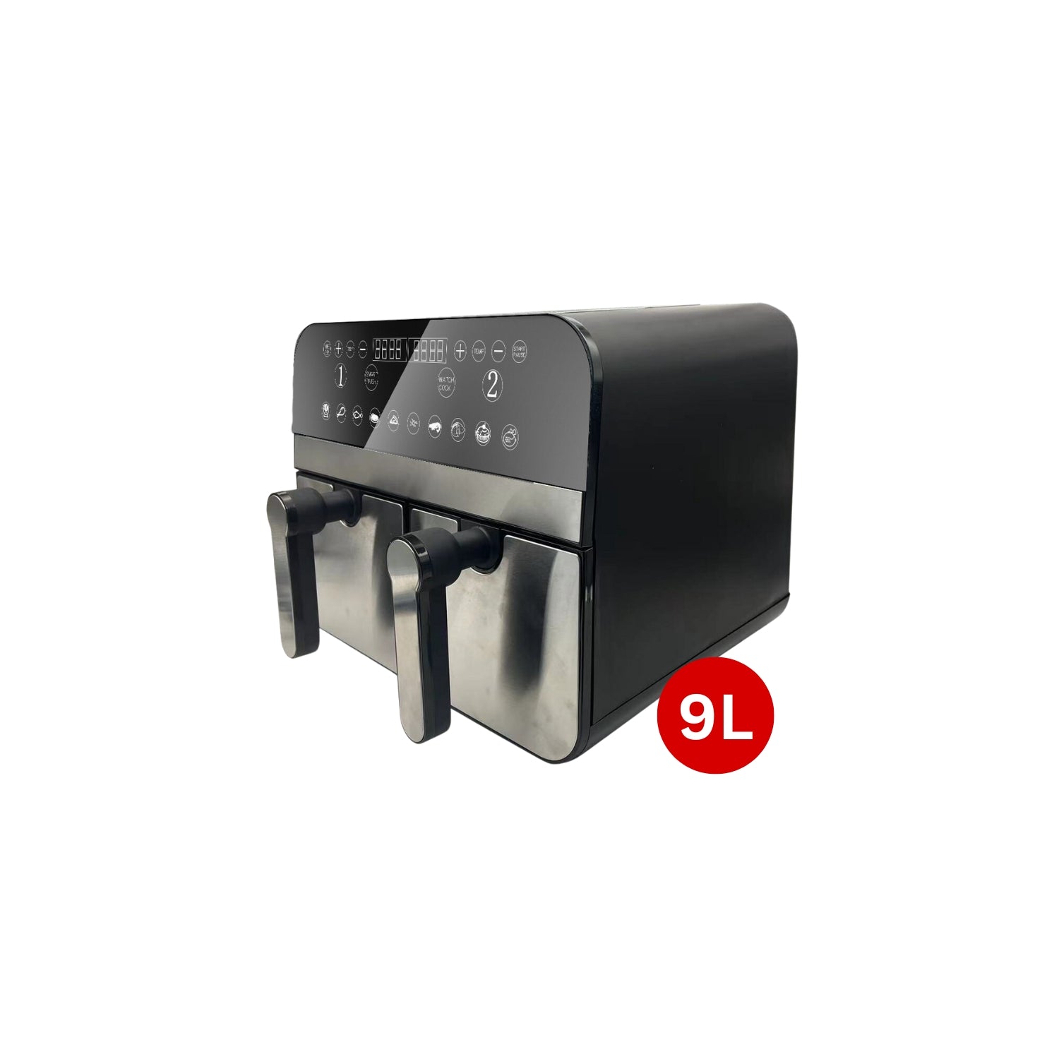 Friteuse à air numérique double panier 2400W Acier Inoxydable 9L