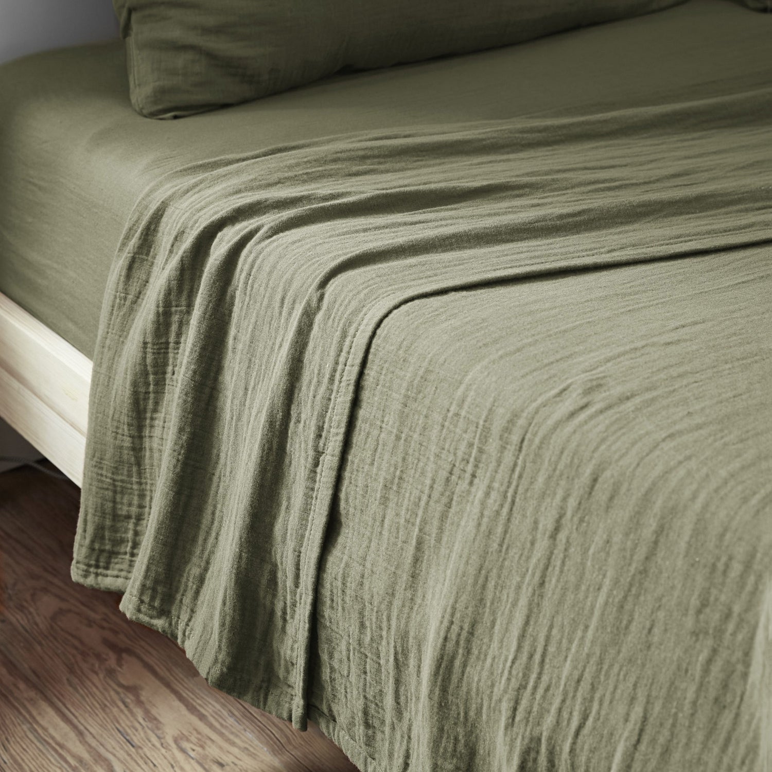Drap plat Gaze de coton Romarin